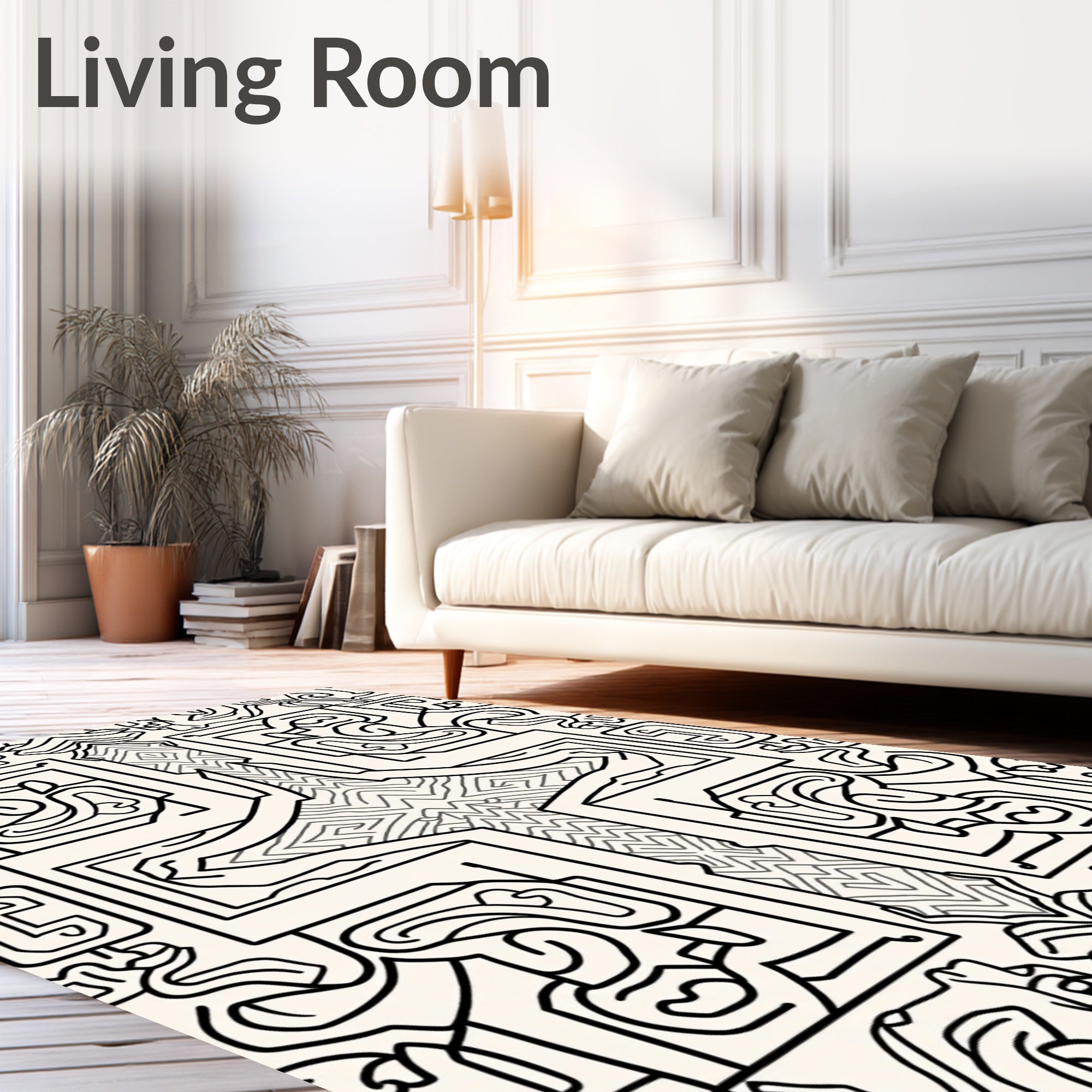 Abstract Maze Lines Pattern Rug