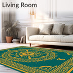 Golden Sun and Moon Mandala Rug