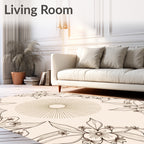Floral Sunburst Delicate Outline Design Rug