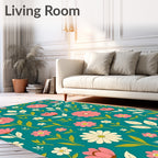 Retro Floral Garden Pattern Design Rug