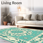 Teal Floral Mandala Medallion Design Rug