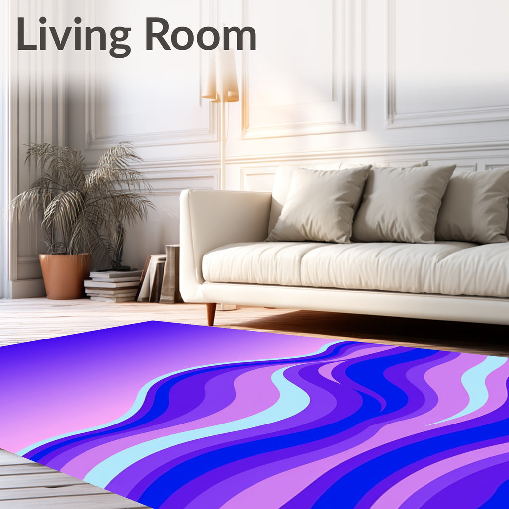 Abstract Wavy Blue Purple Design Rug