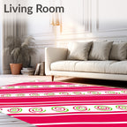 Red Green Swirl Diagonal Stripe Accent Rug