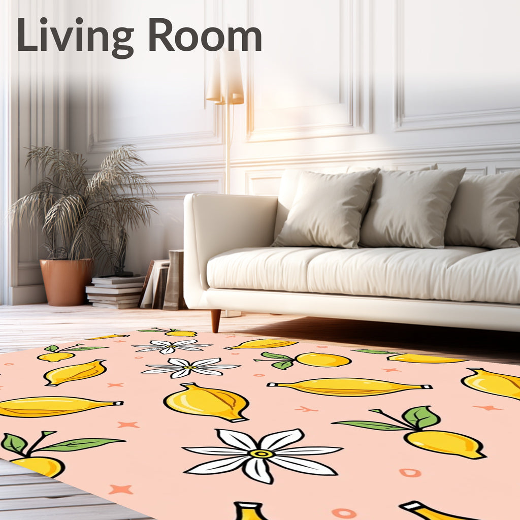 Fresh Lemons And Blossoms Pattern Rug