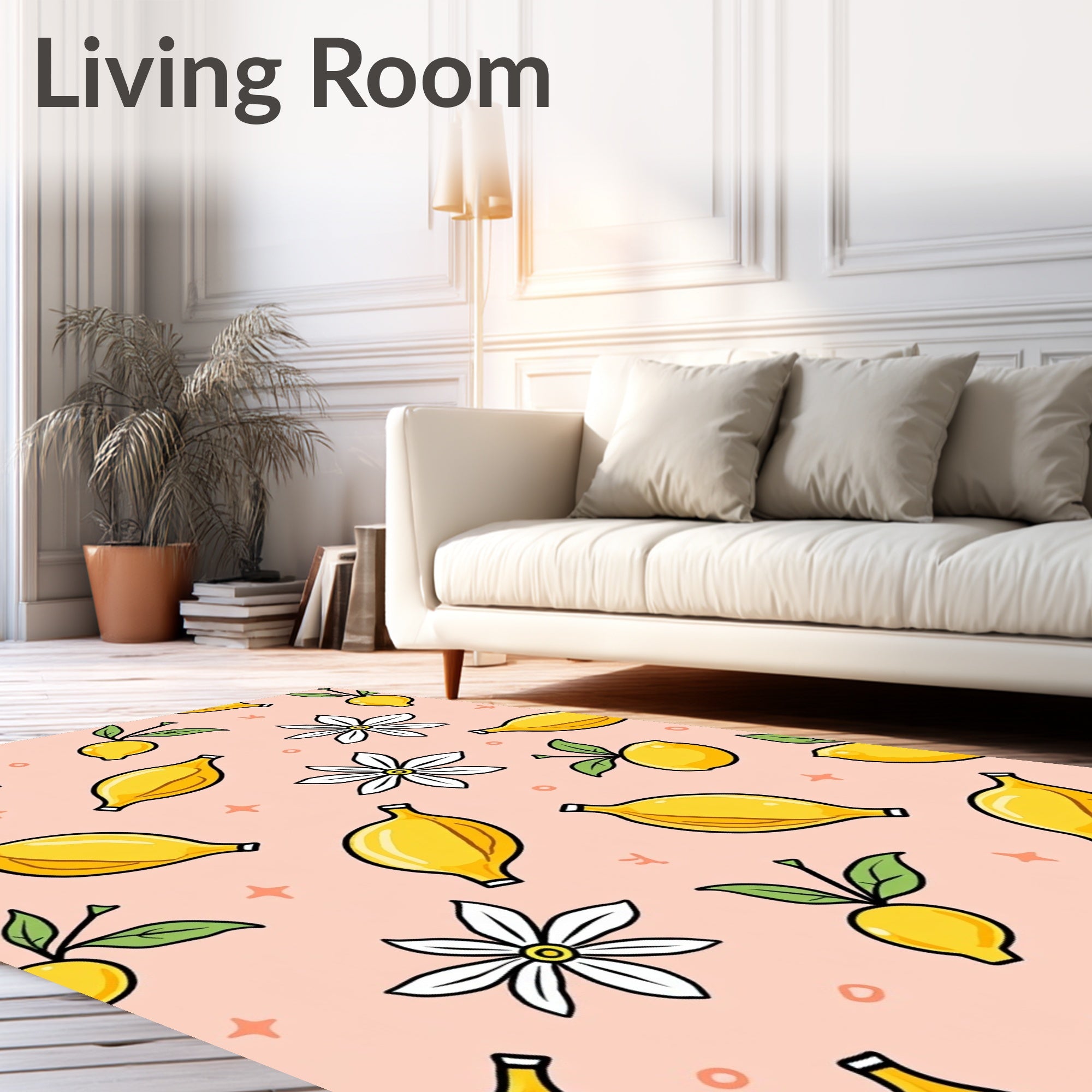 Fresh Lemons And Blossoms Pattern Rug