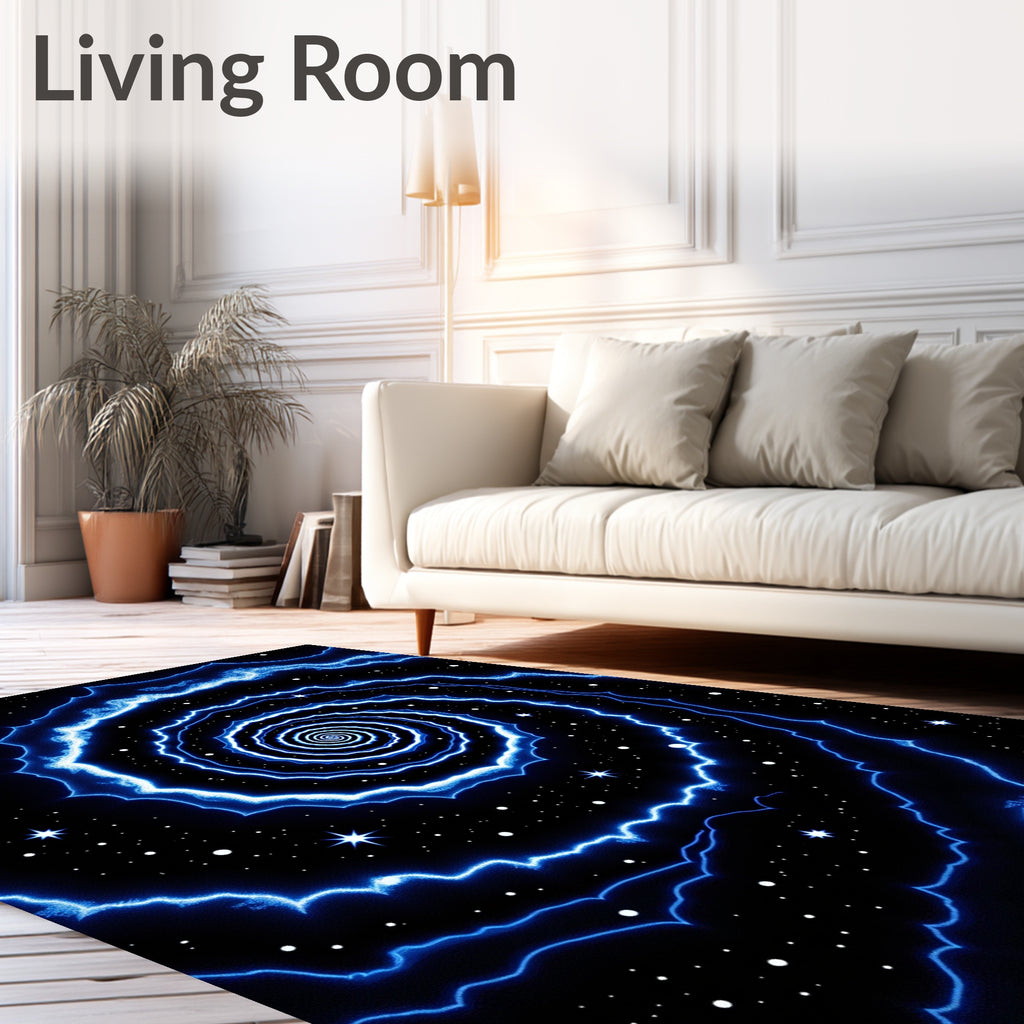 Cosmic Blue Swirl Galaxy Rug