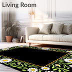 Daisy Floral Border Pattern Rug