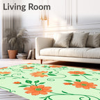 Orange Floral Vine Pattern Rug