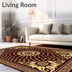 Ornate Floral Mandala Deep Red Rug