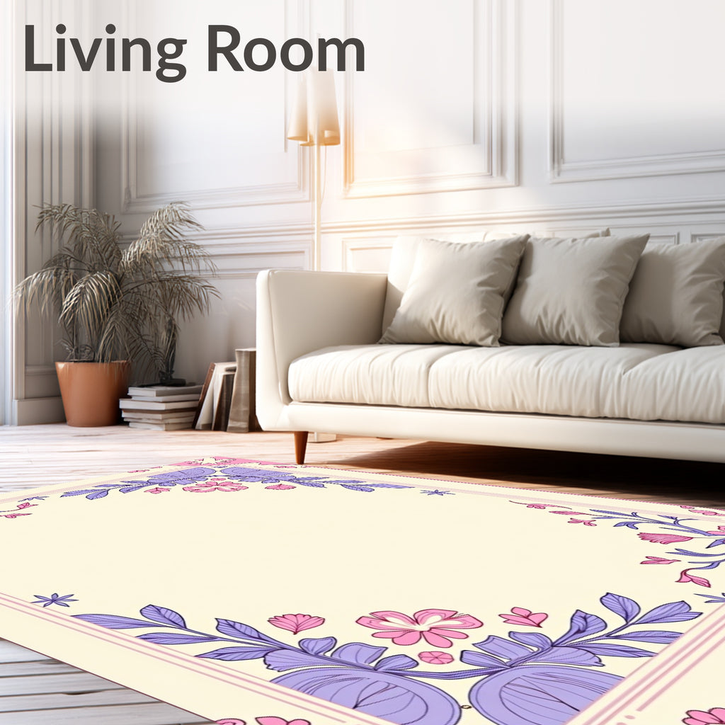 Floral Vines With Pink Lilac Accents Rug