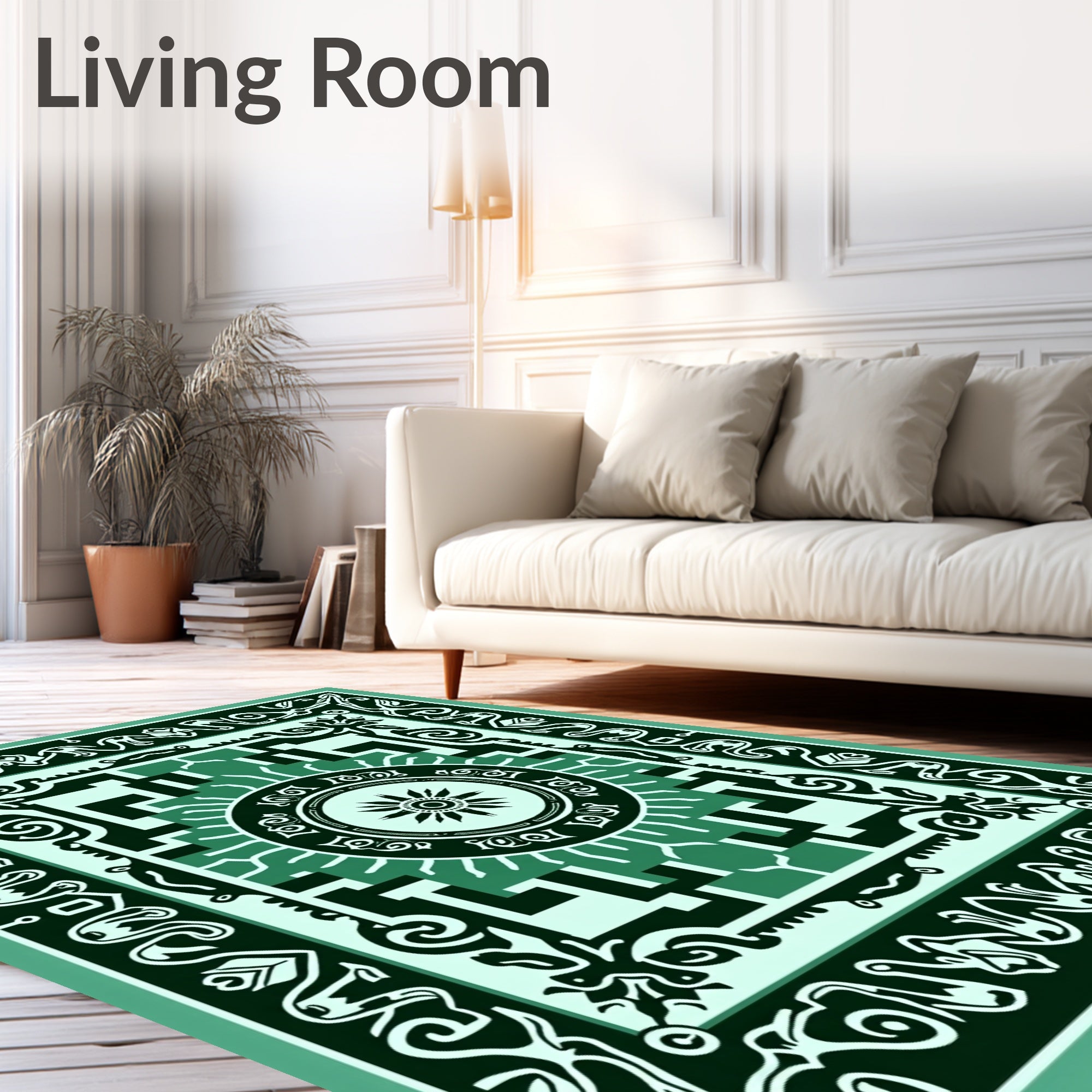 Mandala Geometric Medallion Vine Pattern Rug