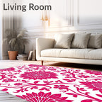Deep Pink Floral Vine Pattern Rug