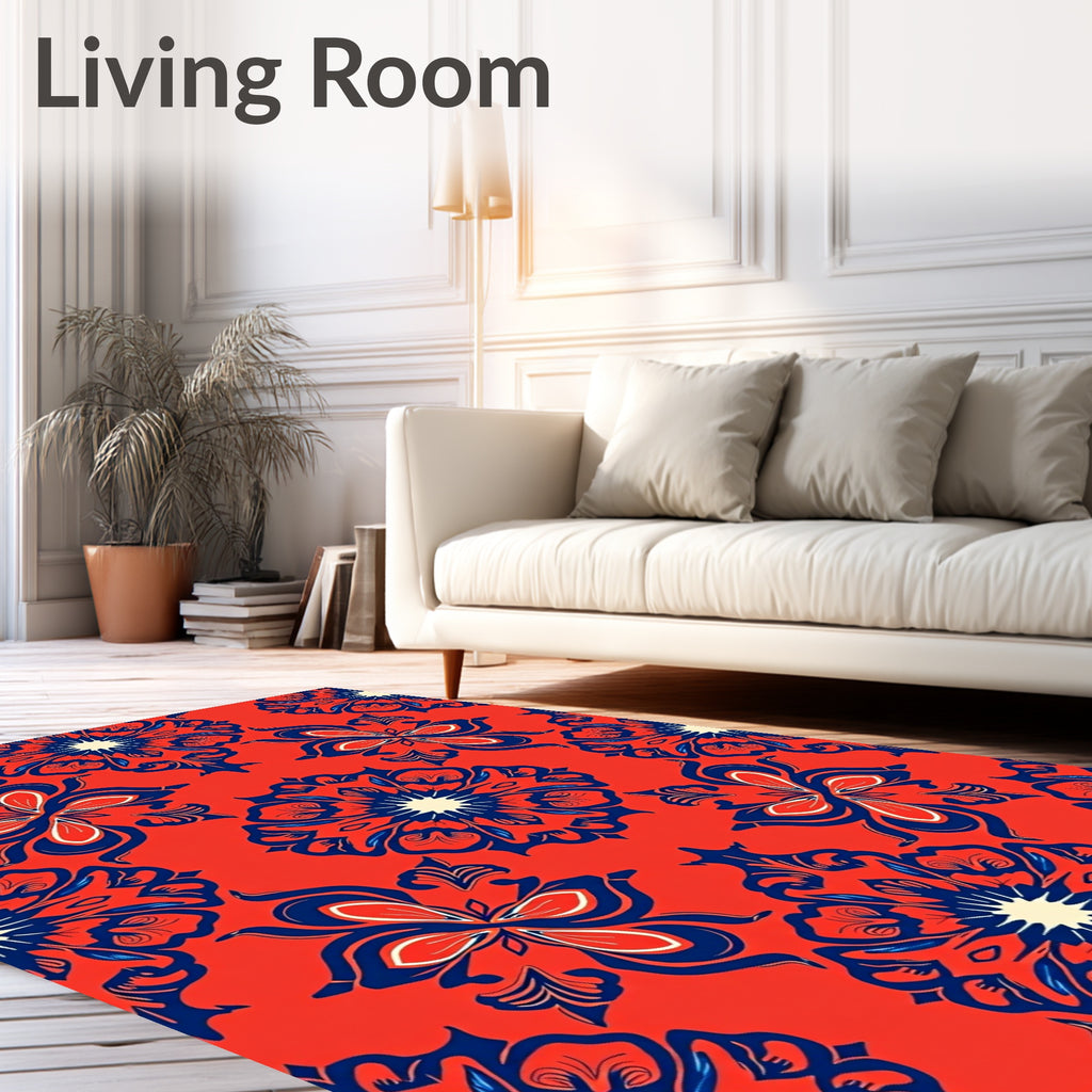 Red Floral Mandala Design Rug