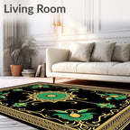 Art Nouveau Green Gold Floral Rug