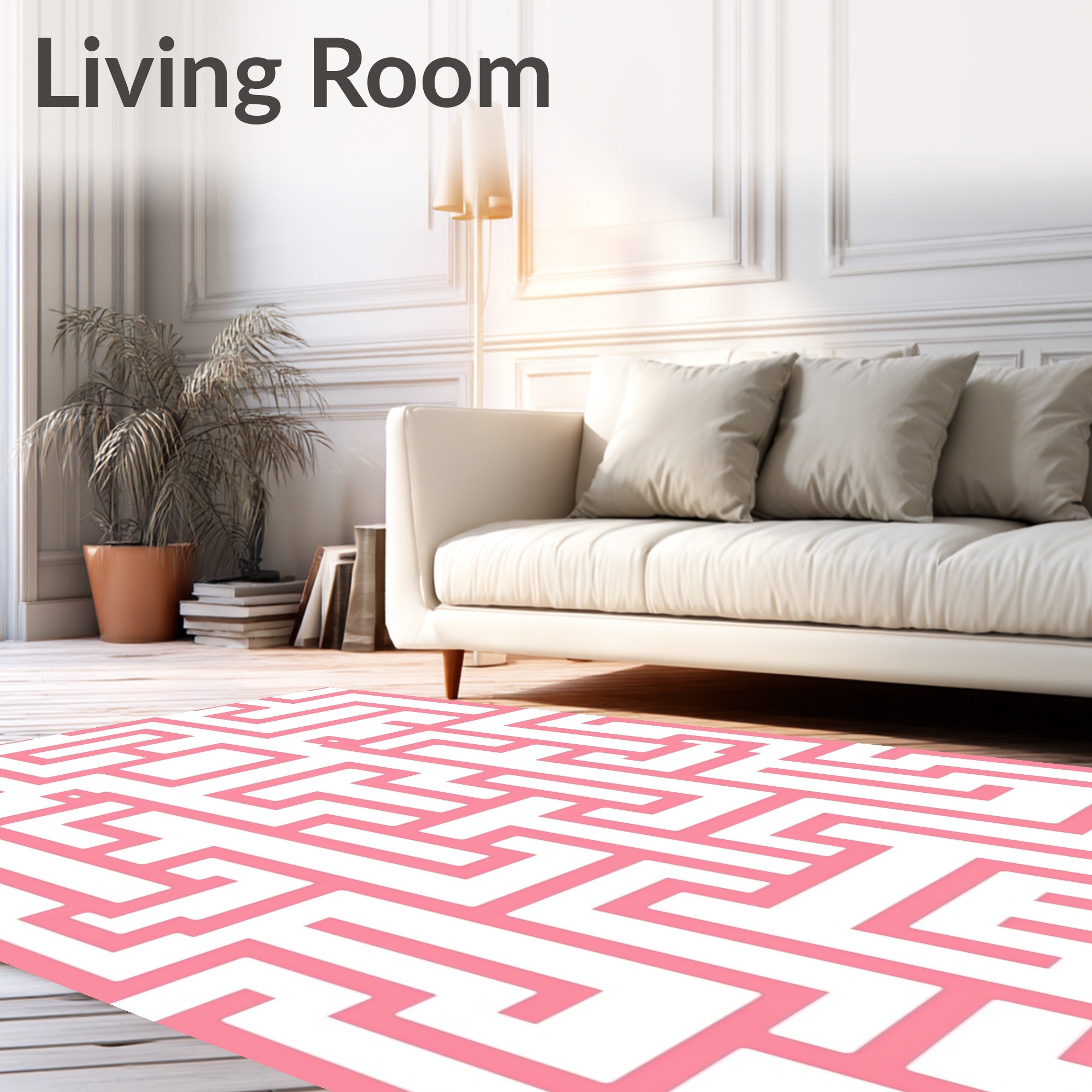 Pink Maze Geometric Pattern Rug