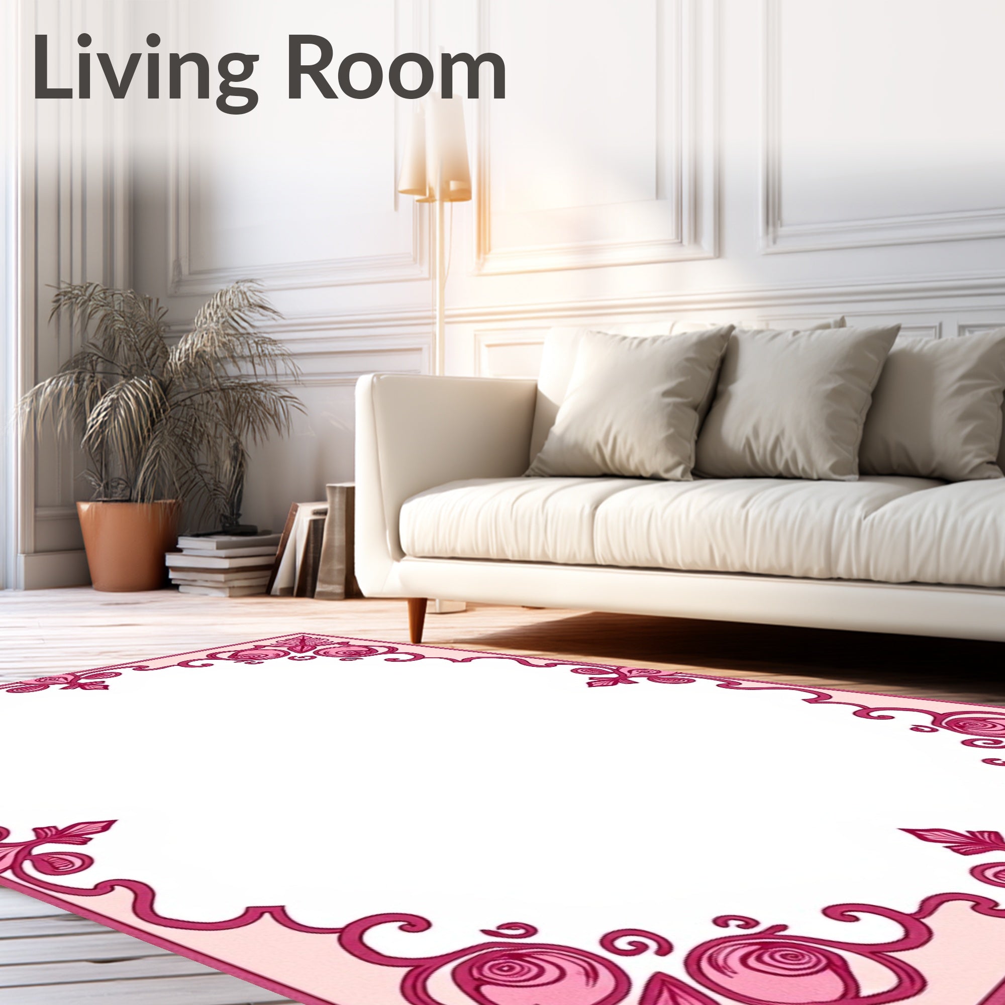 Floral Swirls And Leaves Design Rug