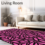 Abstract Pink Leaf Pattern Rug