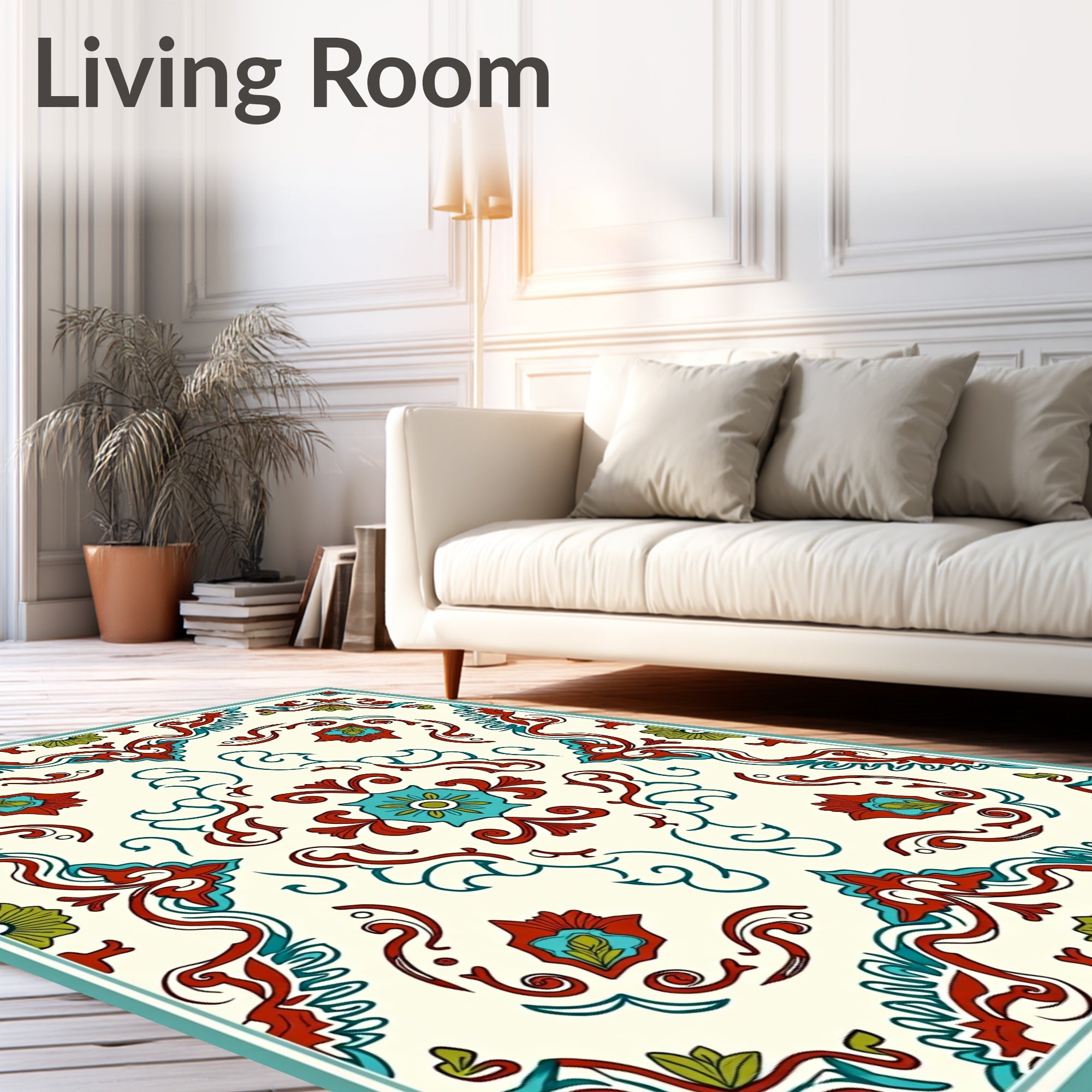 Ornate Floral Medallion Pattern Rug