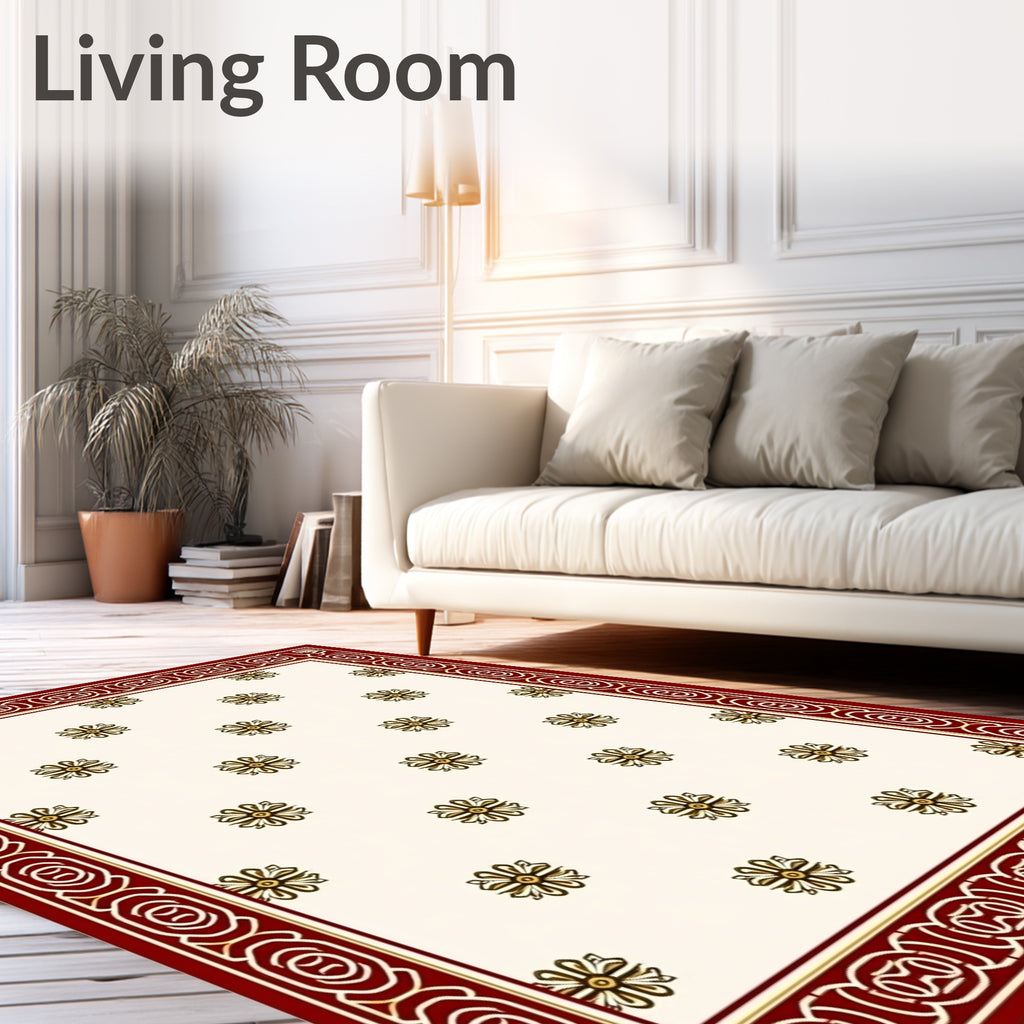 Floral Medallion Bordered Oriental Design Rug
