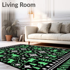 Jolly Green Reindeer Evergreen Forest Rug