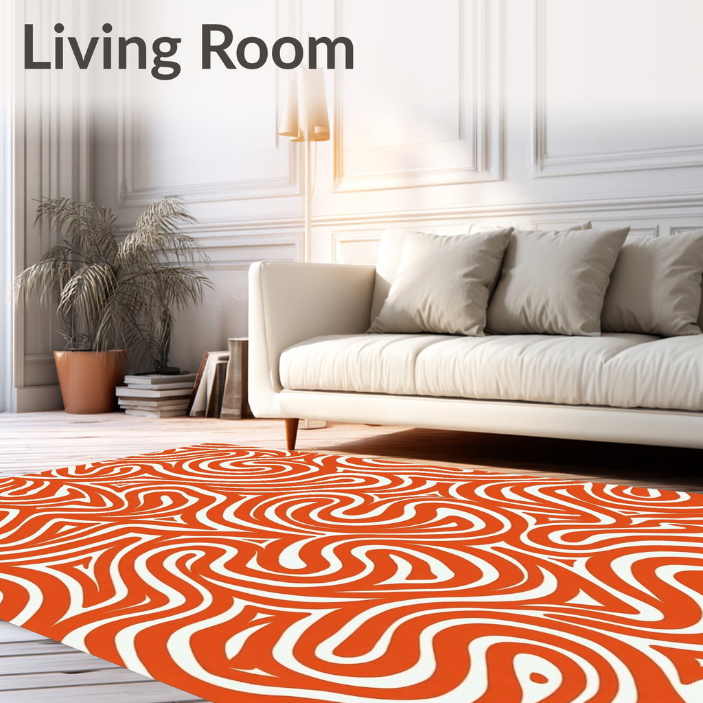 Bold Orange Swirl Abstract Pattern Rug