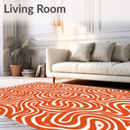 Bold Orange Swirl Abstract Pattern Rug