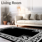Ornate Floral Swirl Border Design Rug