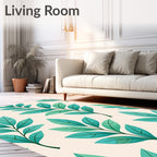Teal Leaf Branch Pattern Design Rug