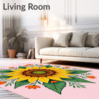Golden Sunflower Floral Mandala Design Rug
