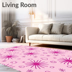 Dandelion Inspired Playful Pink Pattern Rug