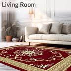 Classic Red Floral Medallion Border Rug