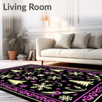 Pink Cream Winter Forest Snowflakes Rug