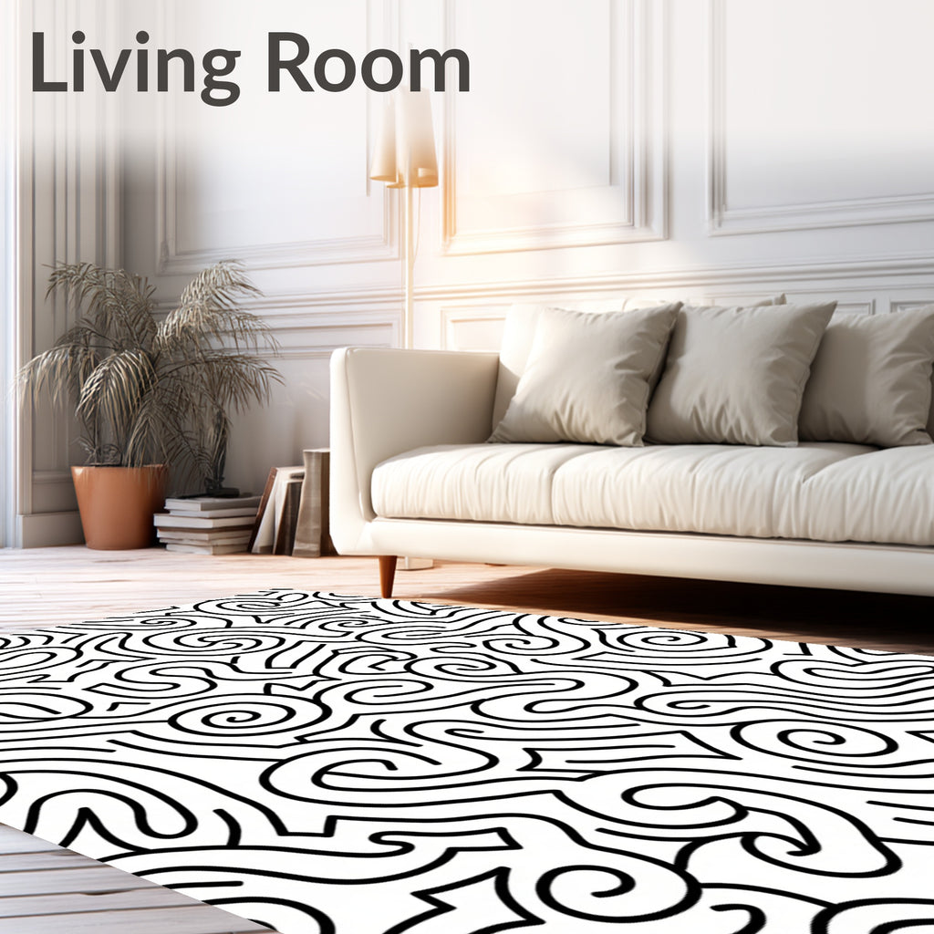 Abstract Swirl And Line Pattern Rug