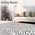 Abstract Swirl And Line Pattern Rug