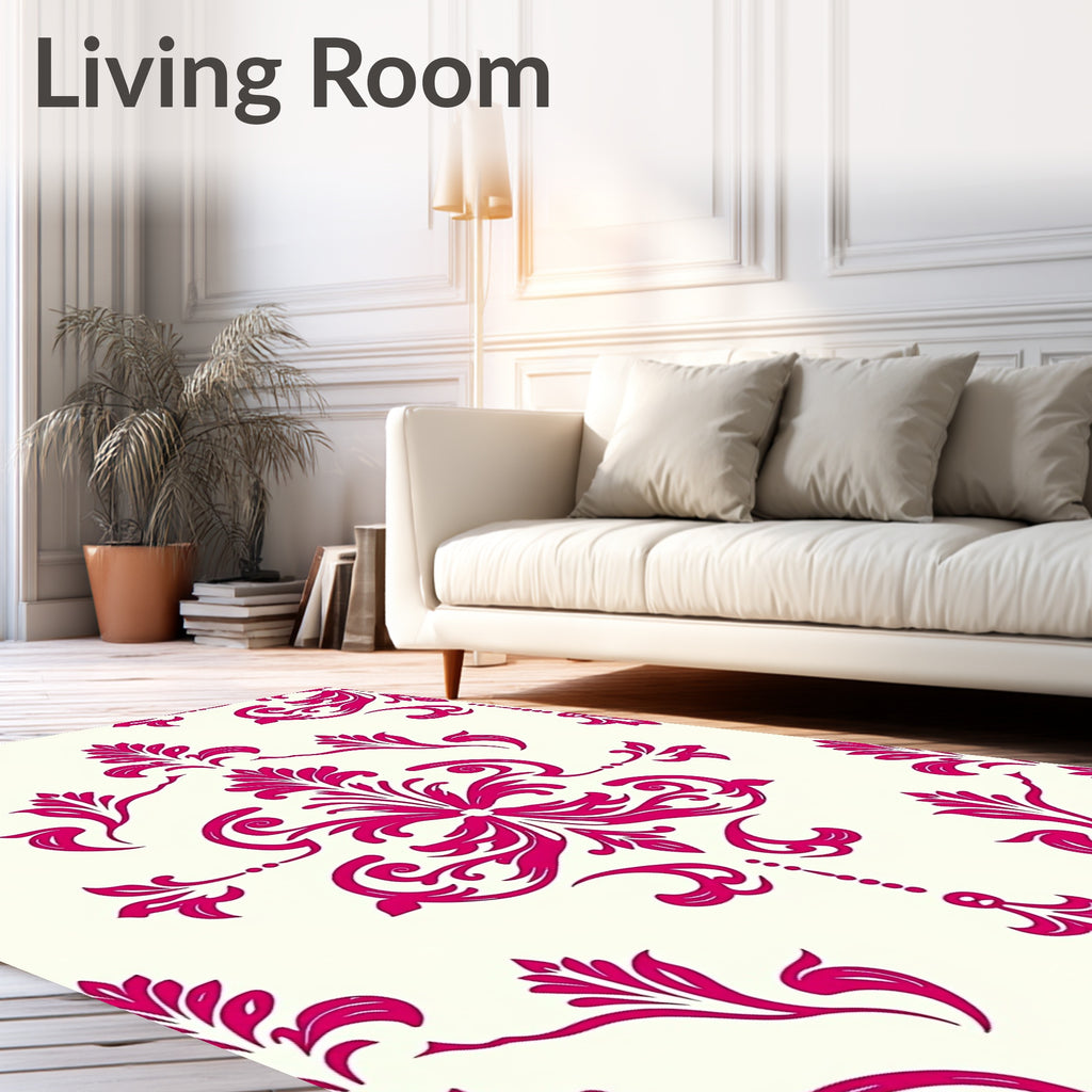 Royal Magenta Damask Pattern Rug