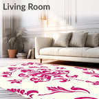 Royal Magenta Damask Pattern Rug