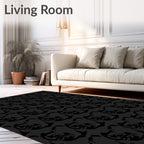 Monochrome Abstract Fluid Print Rug