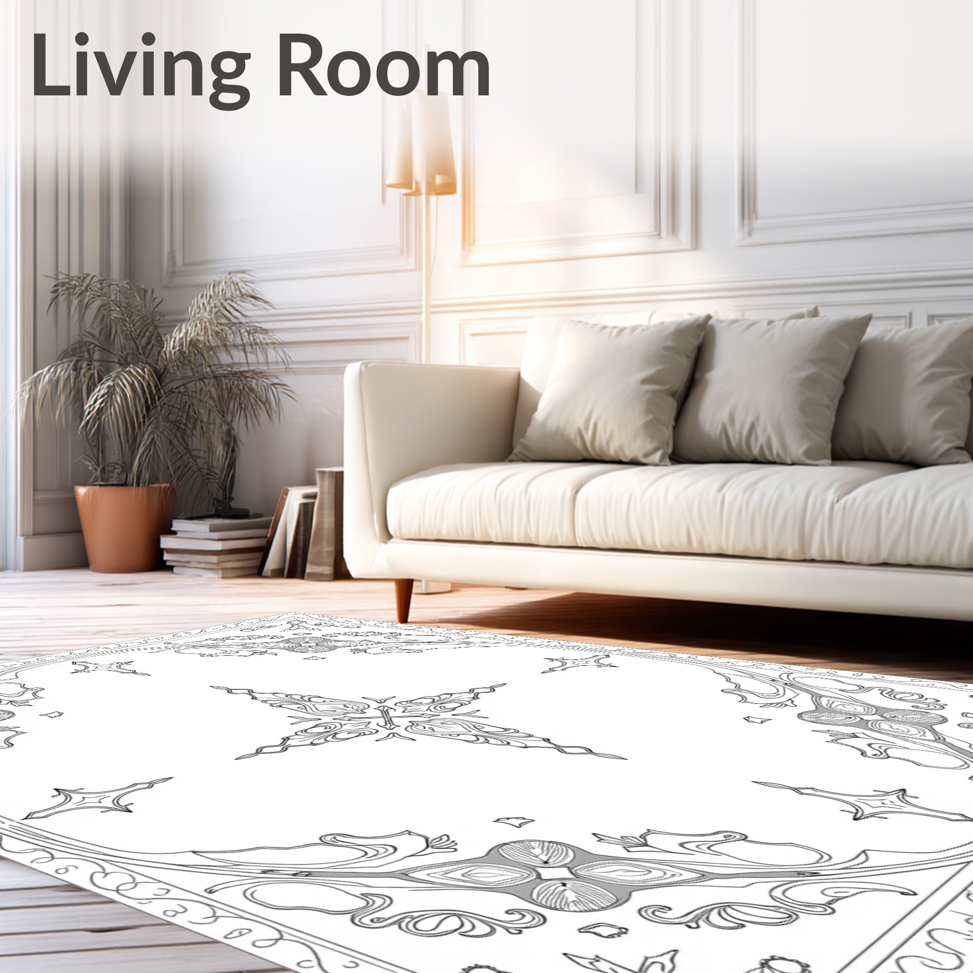 Elegant Floral Art Nouveau Design Rug