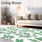 Green Leafy Branch Pattern Rug