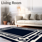 Bold Geometric Border Cream Rug