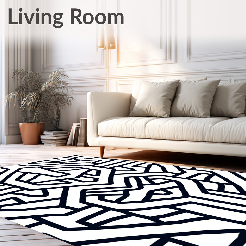 Bold Linear Geometric Maze Pattern Rug