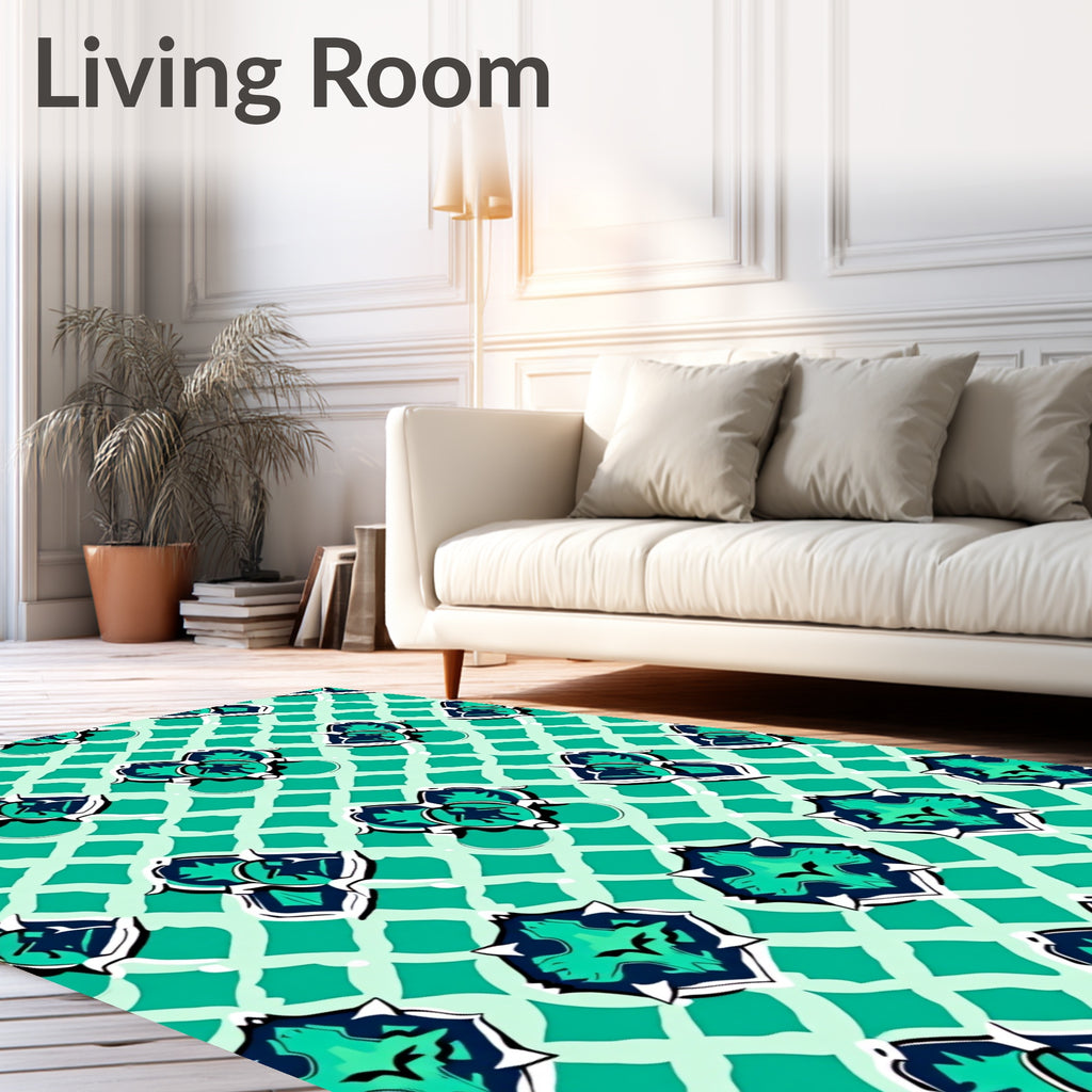 Ornate Emerald Teal Pattern Rug