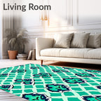 Ornate Emerald Teal Pattern Rug