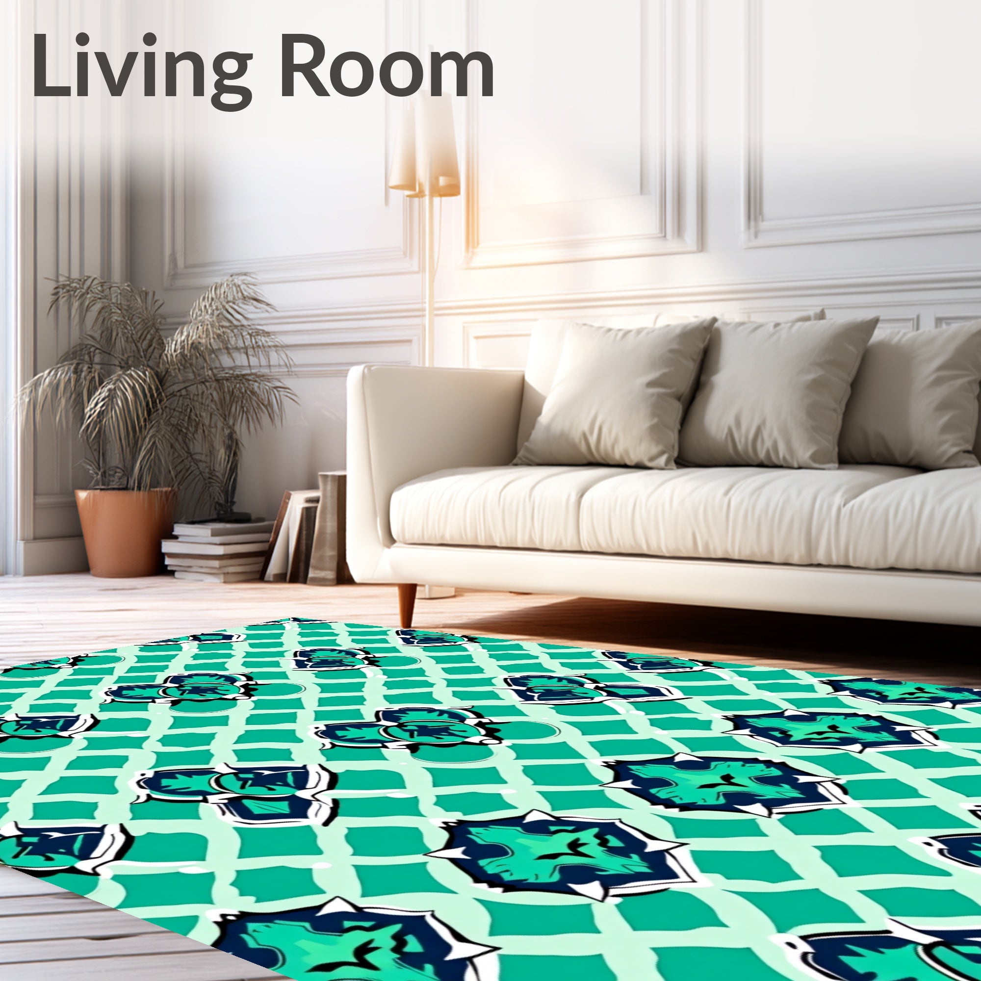 Ornate Emerald Teal Pattern Rug