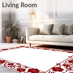 Bold Red Floral Vine Motif Rug
