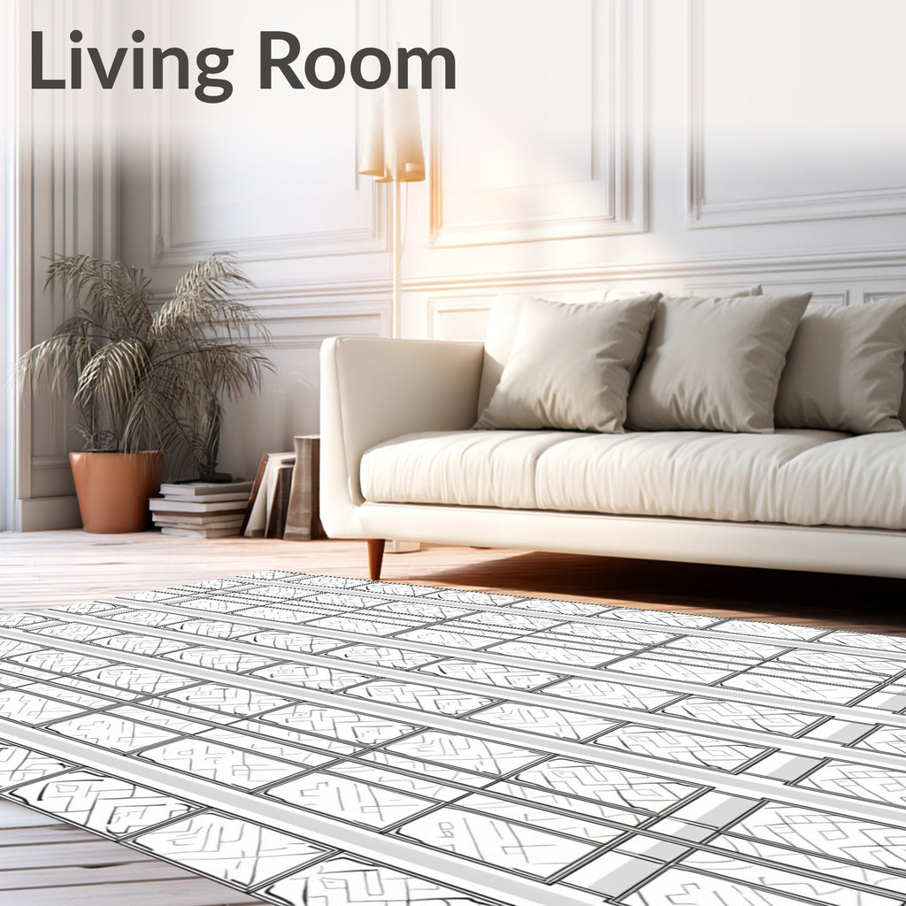 Linear Geometric Grid Pattern Rug