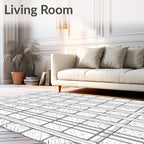 Linear Geometric Grid Pattern Rug