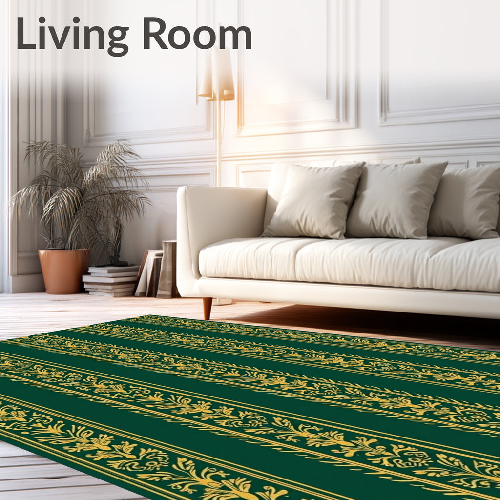 Elegant Regal Stripe Floral Pattern Rug