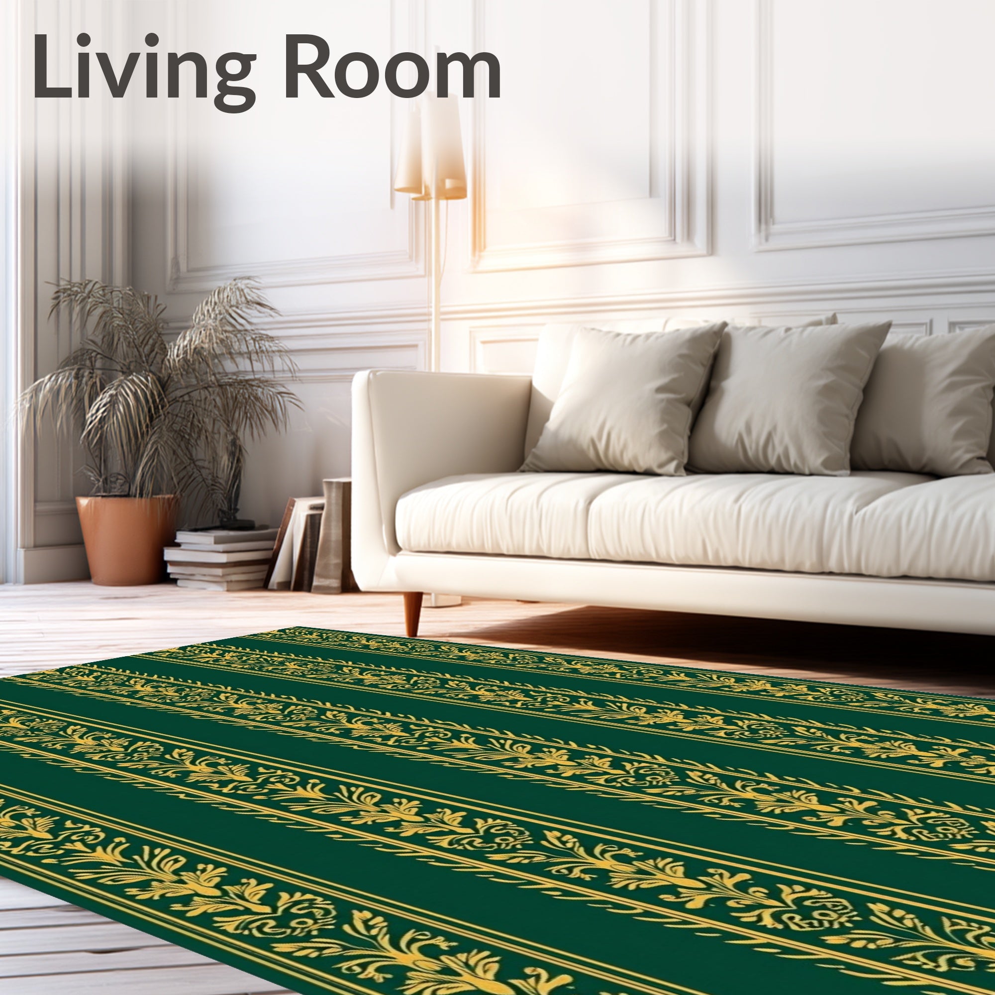 Elegant Regal Stripe Floral Pattern Rug