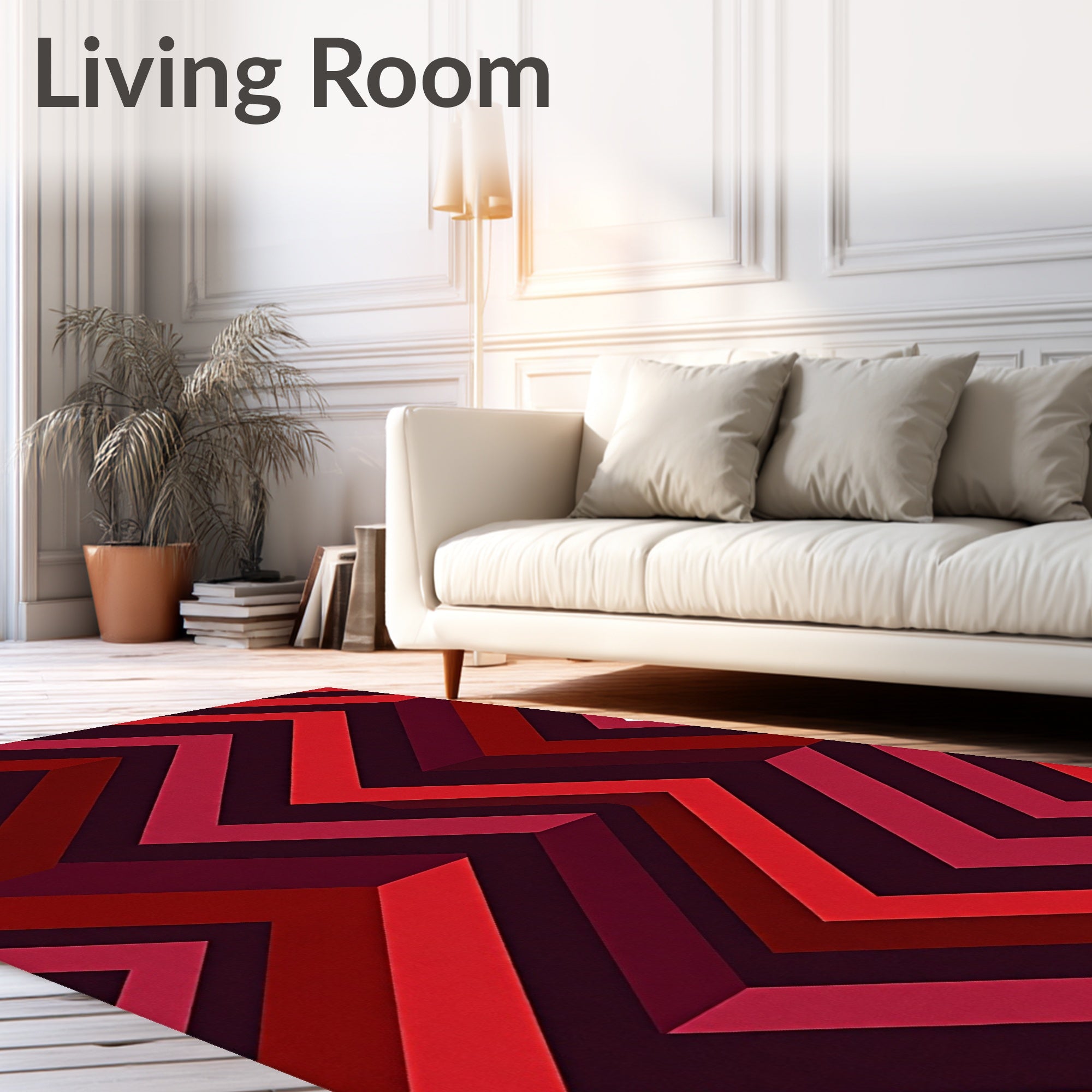 Bold Red Chevron Geometric Pattern Rug